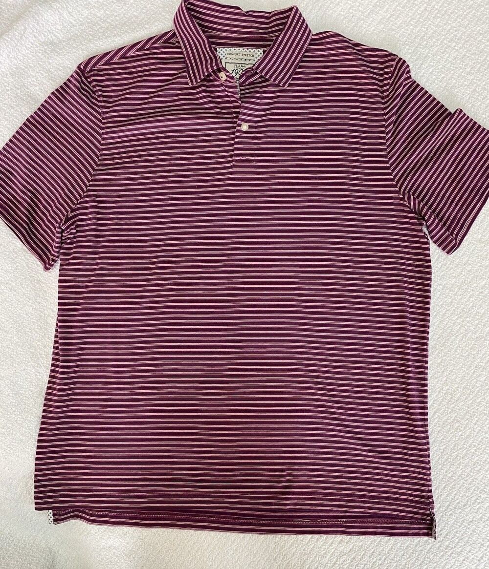 Jos A Bank Men's 1905 Red White Blue Stripe Luxury Cotton Polo Shirt XL